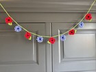 Cornflowers   Poppies            handmade Crocheted Flowers Bunting garland          