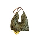 Olive Green Crochet Hobo Bag Women Boho Open Knit Shoulder Bag Slouchy Tote
