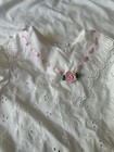 Vintage Baby Girl s White Eyelet Lace Pink Ribbon Rose Ruffle Victorian Dress