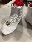 Antique Victorian Button Up Baby Large Doll White Leather Shoes Or Boots Ideal