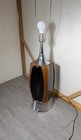 Vintage Mid Century Modern Atomic Rocket Table Lamp Smoked Acrylic Walnut Chrome