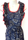 Vintage Blue Paisley Bandana Cotton Bib Apron Ranch Cook Camp Style Western