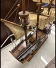 Vintage Wooden Tall Ship Model     Handcrafted Nautical D  cor