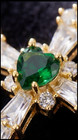 925 Silver Gold Cross Pendant Chrome Diopside Green Heart Gothic Jewelry Gift