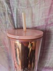 2019 Starbucks Holiday Cascading Snow Rose Gold White Glitter 24oz Cold Tumbler 