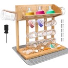 Wooden Baby Bottle Drying Rack With Drain Pad - Space-saving Design For 11 Bottl