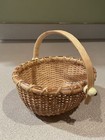 Vintage Mini Nantucket Style Basket 2 3 4   tall 5 1 2    Long Oval   Swing Handle