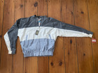 Vtg 70 s Gray Striped Mcgregor Windbreaker Bomber Jacket Men s Size L  Deadstock