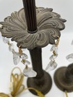 Embossed Pair Tall Deco Lamps Ornate Design Floral Gold Vintage Antique Lighting