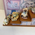 Vintage Calico Kittens 12 Mini Figures W  Original Boxes On Staircase Display