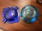 Vintage Antique Cobalt Blue Glass Ashtrays