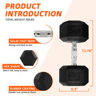 40 Lb Dumbbells Set Of 2  Rubber Hex Hand Weights With Textured Metal Handles  F