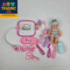 Doctor Kit With Baby Doll For Kids - 10 Piece Medical Play Set With Stethoscope