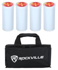 Rockville 4 Pack Mini Halo White Dj Wash Lights bag  Wireless Dmx rechargeable