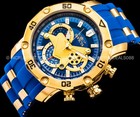 Invicta Mens Pro Diver Scuba Chronograph 18k Gold Blue Dial Strap Watch