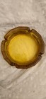 Vintage Heavy L Glass Amber Ashtray Textured 