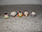 Vintage Oriental Asian Miniature Figures In Box Clay Painted Chinese   Japanese 