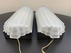X2 Sarsaparilla Art Deco Wall Sconce Lamp Glass Shades Pair Made Usa Vintage