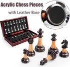 Chess Set Large 16   42cm Folding Wooden Board With Deluxe Weighted Acrylic Ches