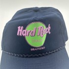 Vtg Hard Rock Cafe Brainerd Hat Navy Blue Tan Bill Cord A t t  Snapback 90s Cap