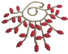 Rare Antique Vintage Chain Carved Celluloid Red Grape Dangle Necklace 18 