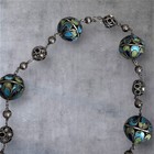 Vintage Artisan Silver Cloisonn   Style Enamel Bead Necklace Blue   Green