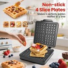 New 4-slice Belgian Waffle Maker 1200w Nonstick Stainless Steel 110v
