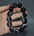 4 8 rare Old Tibetan Buddhism Natural Agate Dzi Eye Amulet Prayer Bead Bracelet