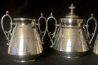 Antique Simpson Hall   Miller Co Quadruple Silver Plate Tea Coffee  Table Set 3