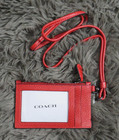 Coach Leather Zip Lanyard Card Case  bold Red  - Nwt  caj45 