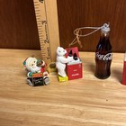 Coca Cola Christmas Ornaments Lot Of 5 Bottle  Polar Bear  Sprite Guy   Santa