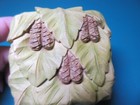 2  Russian Box Green Leaves Spring Hand Carved Linden Wood Jewelry Trinket Ooak