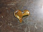 Vintage Solid Gold Colored Heart Shaped Brooch Signed S h