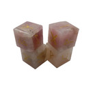 Natural Rose Quartz Cube Rune Set Symbols Gemstone Crystal Healing Crystal 4 Pcs