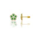 14kt Solid Gold Kids Flower Screwback Stud Earrings 