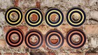 Set Bulls-eye Washers Toss Game Yellow Orange Replacement Pieces Metal Ring