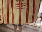 Handmade Unisex Woven Cotton Poncho  Multicolor  One Size  Beige red Stripes