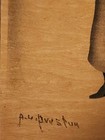 Antique Victorian Woman Golfer Silhouette Wood Veneer Painting Signed