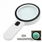 30 X Jumbo Handheld Magnifying Glass 12 Bright Led Light Illuminated Magnifier