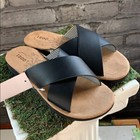 New Izod Women s Alyssa Cross Strap Comfort Sandal Slide Black Slip-on Pick Size