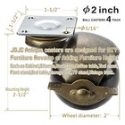 Casters Set Of 4 Antique Brass Casters With Brake 2 Inch Ball Castor Wheels For