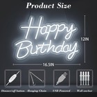 Led Happy Birthday Neon Sign  Usb Dimmable Light For Party Decor  16 5x12 Inch