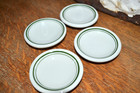Vintage Green Band Butter Pats Set Of 4   Small White Ironstone Butter Plates