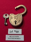  eagle  All Brass Padlock W  Key  Old Antique Vintage Lock Lot  437