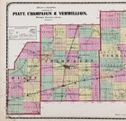 1871  Illinois County Map  Piatt - Champaign - Vermillion Original  16x13 