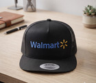 Black Walmart Direct Embroidered Trucker Hat Snapback Flat Bill Cap