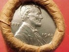 1943-p Obw Original Bank Wrapped Roll Bu Uncirculated Lincoln Wheat Cent Pennies