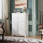 Wlive White 5 Drawer Wood Dresser  Wooden Chest Of Drawers For Bedroom  Storage 