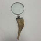 Large Handheld Magnifying Glass Loupe With Real Animal Horn Handle  Magnifier