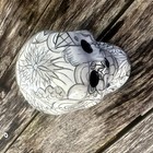 Vintage Hand-painted Mexican Folk Art White Ceramic Skull With Storytelling